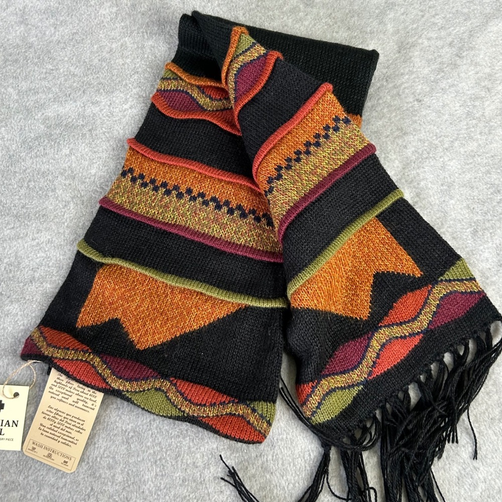 Peruvian Alpaca Wool Beanie Scarf 2 in 1 Knit Black Sky Cabincore Peruvian Soul - Picture 10 of 14
